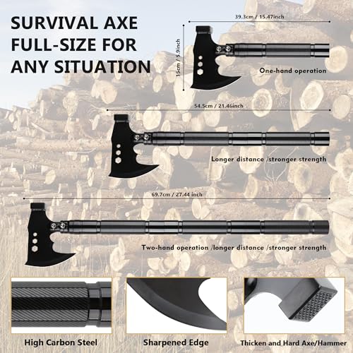aiGear Camping Shovel Axe Outdoor Survival Tool Set for Camping Hiking Backpacking Men Survival Emergency(CSA-5935)