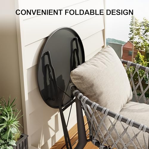 GarveeLife 3-Piece Folding Bistro Set, Foldable Patio Furniture Set with Premium Frame, Outdoor Bistro Table and Chairs Se...