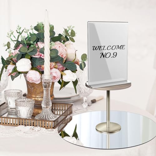 Mymonfif 12" Mirror Centerpieces, Set of 12 Round Mirrors for Centerpieces, 2mm Glass Mirror Plates, Mirror Tray, for Wedd...