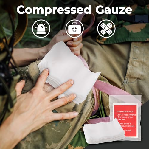 IFAK Trauma Kit with Tourniquet, 4-Inch Israeli Bandage, Tactical First Aid Kit for Car, Camping, Hiking and Travel with M...