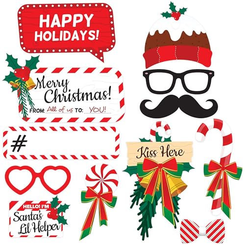 Christmas Photo Booth Props 38pc Set - Christmas Party Decorations, Party Favors, Games & Supplies for Kids Adults - Chris...