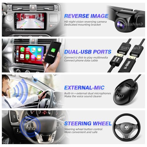 SizxNanv for KIA RIO 2012 2013 2014 2015 Radio Compatible with Wireless Carplay Android Auto,Car Stereo Bluetooth Navigati...