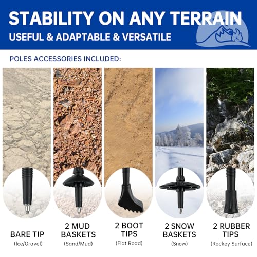 Collapsible Trekking Poles for Hiking 2 Pack - Adjustable Aluminum Hiking Poles, Lightweight Walking Sticks for Women, Me...