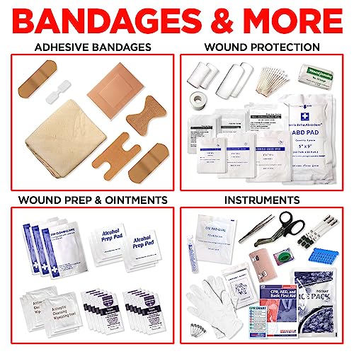 Ever-Ready Industries Outdoor Protection and Workplace First Aid Kit - Emergency Medical and Trauma Kit- Color Coded, Esse...