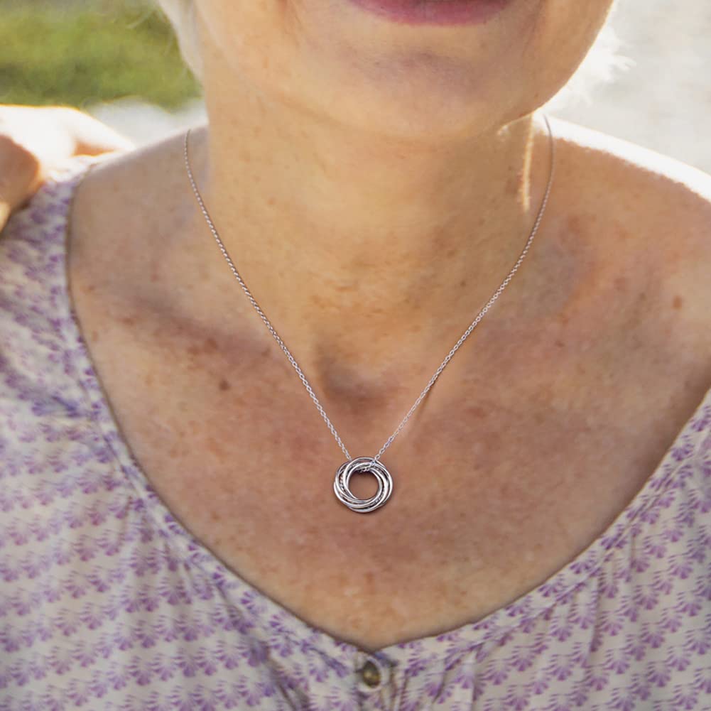 Annamate 60th Birthday Gifts for Women 925 Sterling Silver 6 Circles Necklace For Her Six Decade Jewelry 60 Years Old Birthday Gifts