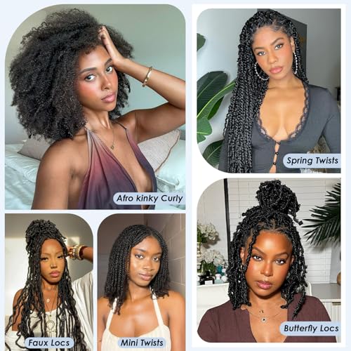 Afro Kinkys Bulk Human Hair,22 Inch 50g/Pack Afro Kinky-Curly Human Hair Bulk for Mini Twist,4C Chocolate Brown Bulk Human Braiding Hair For Micro,Crochet,Repair, Dreadlocks,Locs Extensions #4