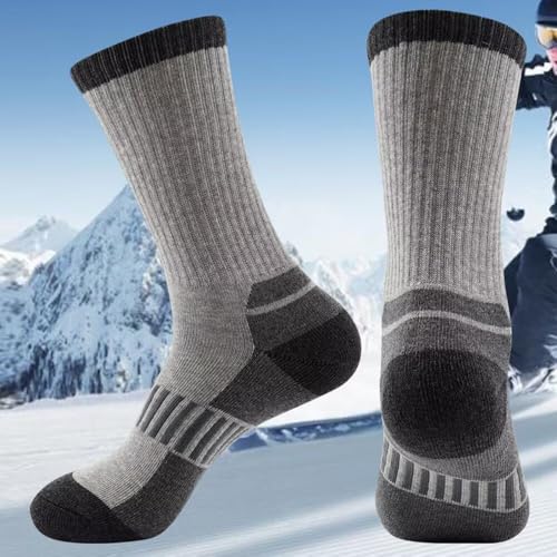 Unisex Thick Thermal Snow Socks - Gray, Warm for Slipper Winter Outdoor & Home Wear