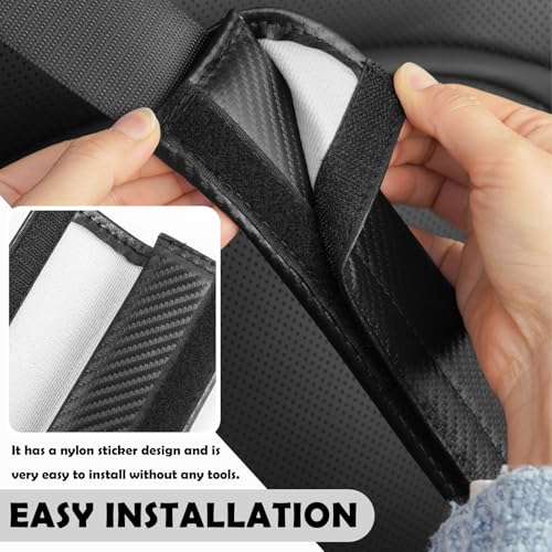2PCS Carbon Fiber Seat Belt Cover Pad,Leather Seatbelt Covers for Reducing Shoulder & Neck Fatigue,Summer Essential Car Se...