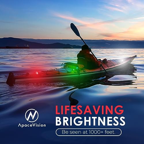 KayaLuma LED Kayak Lights (3 Pack) | Clip On IPX5 Waterproof Marine Navigation Lights for Night Kayaking, Canoeing, Boatin...