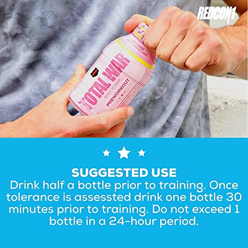 REDCON1 Total War Ready to Drink Pre Workout - Endurance Boosting, Keto Friendly RTD Formula - Amino Acid + Citrulline Mal...