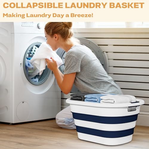43L(11.5Gallon) Collapsible Laundry Baskets plastic, Pop Up Laundry hamper/Storage Container, Foldable Laundry Basket with...