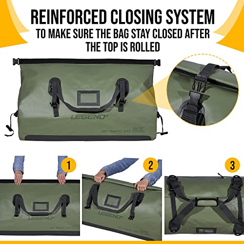 LEGEND Waterproof Duffel Bag - Heavy Duty Duffle Bag for Outdoor, Camping, Boating & Travel, Premium PVC Dry Duffel Bag, M...