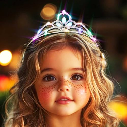 DRESBE Light Up Crystal Tiaras LED Rhinestone Crown Headband Princess Glow Party Hair Accessories for Women and Girls