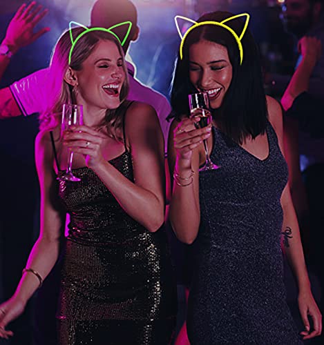 Suyegirl Glow in The Dark Party Supplies Cat Ear Crown Heads for Birthday Party Halloween Party