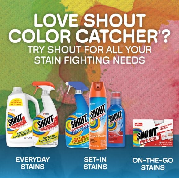 Shout Color Catcher Sheets for Laundry, Allow Mixed Washes, Prevents Color Runs and Maintains Original Clothing, 72 Count - Pack of 4 (288 Total Sheets)