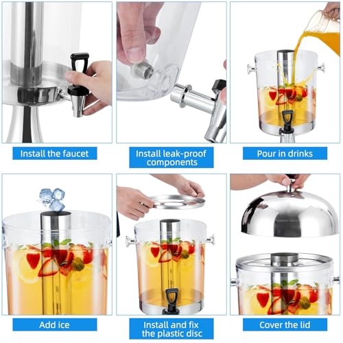 2.1 Gallons Beverage Dispenser - Drink Dispenser Glass Drink Container with Stainless Steel Spigot & Stand | Leak-Proof fo...