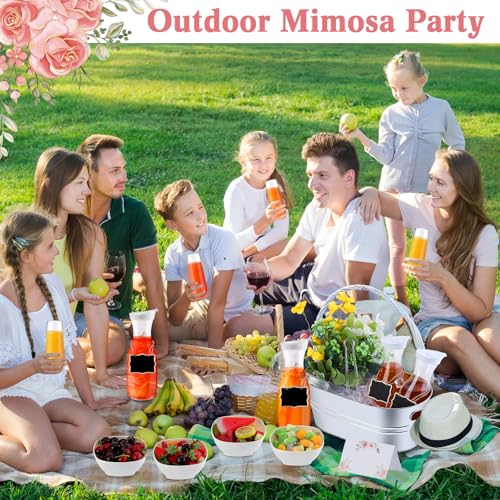 RimCereal 36 Pcs Mimosa Bar Supplies Includes Galvanized Tub 1L Carafe with Lid Champagne Glasses White Bowl Mimosa Bar Si...