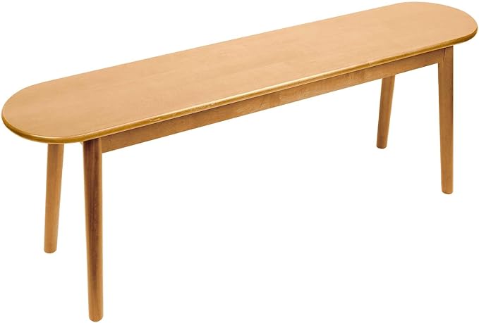 Cttasty Entryway Bench, Solid Wood Dining Bench, Midcentury End of Bed Bench w/Rounded Corner, Outdoor Bench w/Robust Construction, Bedroom Bench, 10.24" W x 17.72" H（Natural 47.2inches）