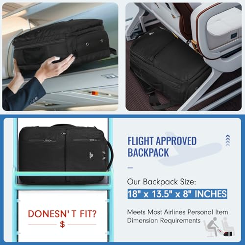 MATEIN Carry on Backpack, Flight Approved Travel Backpack with USB Port, TSA Personal Item Travel Bag fits 17" Laptop, Lar...