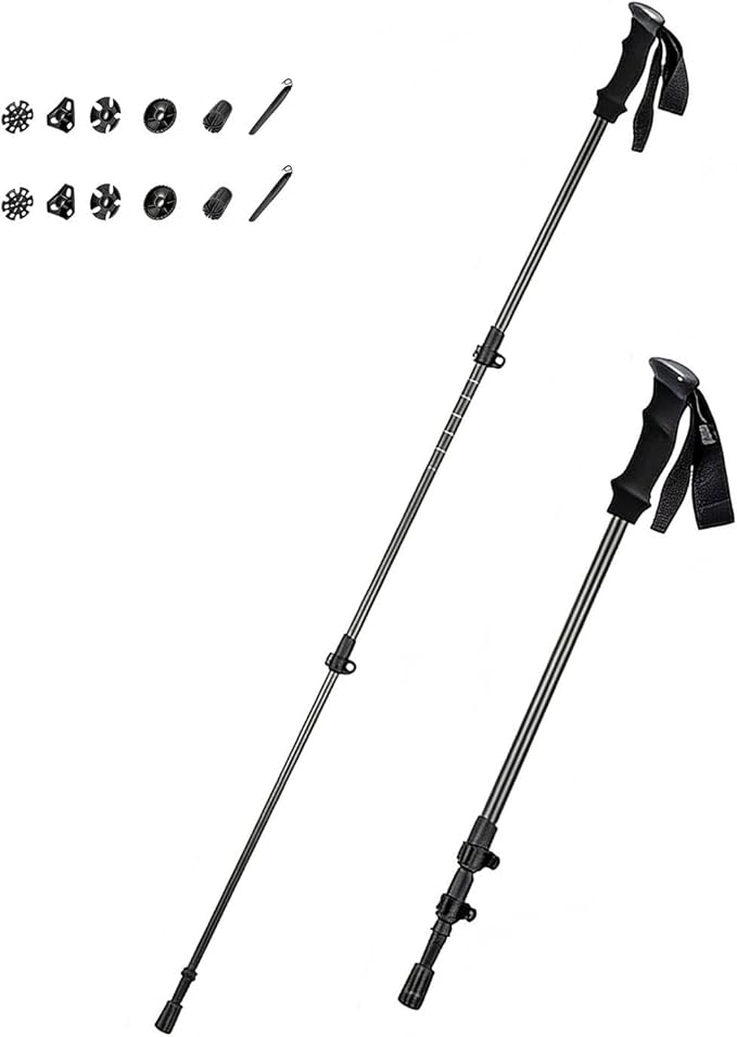 Neustrend Trekking Poles, Carbon Fiber and Wolfram, Adjustable 24-53 Inches, Lightweight 0.44 Lbs, Shock Absorbing with EV...