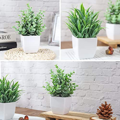 Der Rose 2 Pack Small Fake Plants Mini Artificial Potted Plants for Table Desk Home Laundry Room Bathroom Office Decor