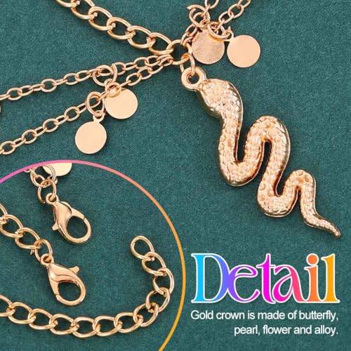 Kilshye Snake Head Chain Gold Sequin Headpiece Festival Costume Headband for Women
