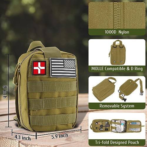 ABPIR Survival Kits, 170 PCS First Aid Kit/Trauma Kit with Essential Survival Gear Emergency Medical Supplies for Hiking C...