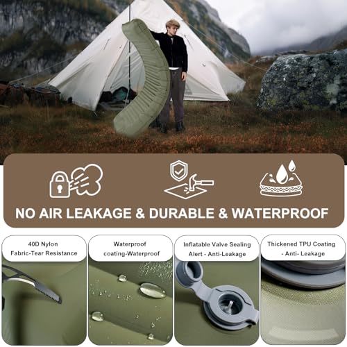 Origem Self Inflating Sleeping Pad for Camping, 5.5 Inch Ultra-Thick Camping Mat with Built-in Pump, Outdoor Ultralight Sl...
