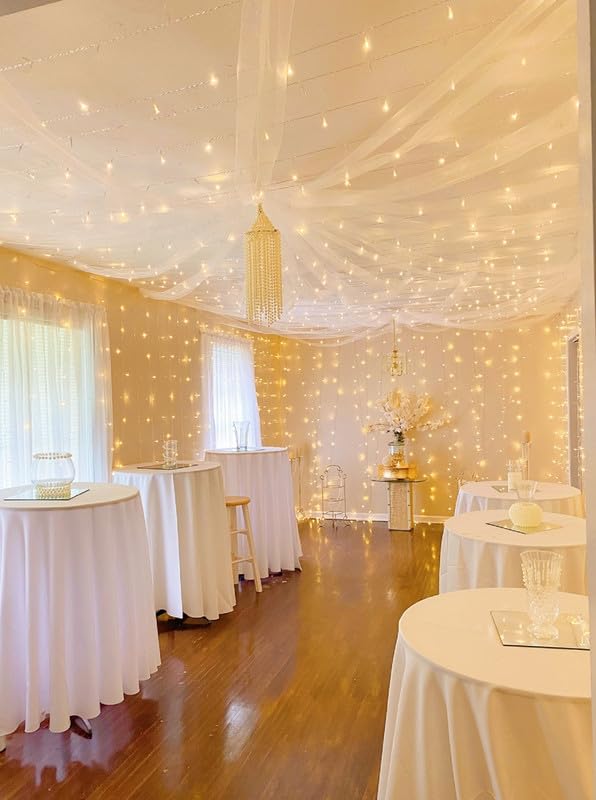 Lighting EVER 594 LED Curtain Lights, 20 x 10 ft Plug in Hanging Fairy String Lights, Wedding Party Backdrop Lights, Twink...