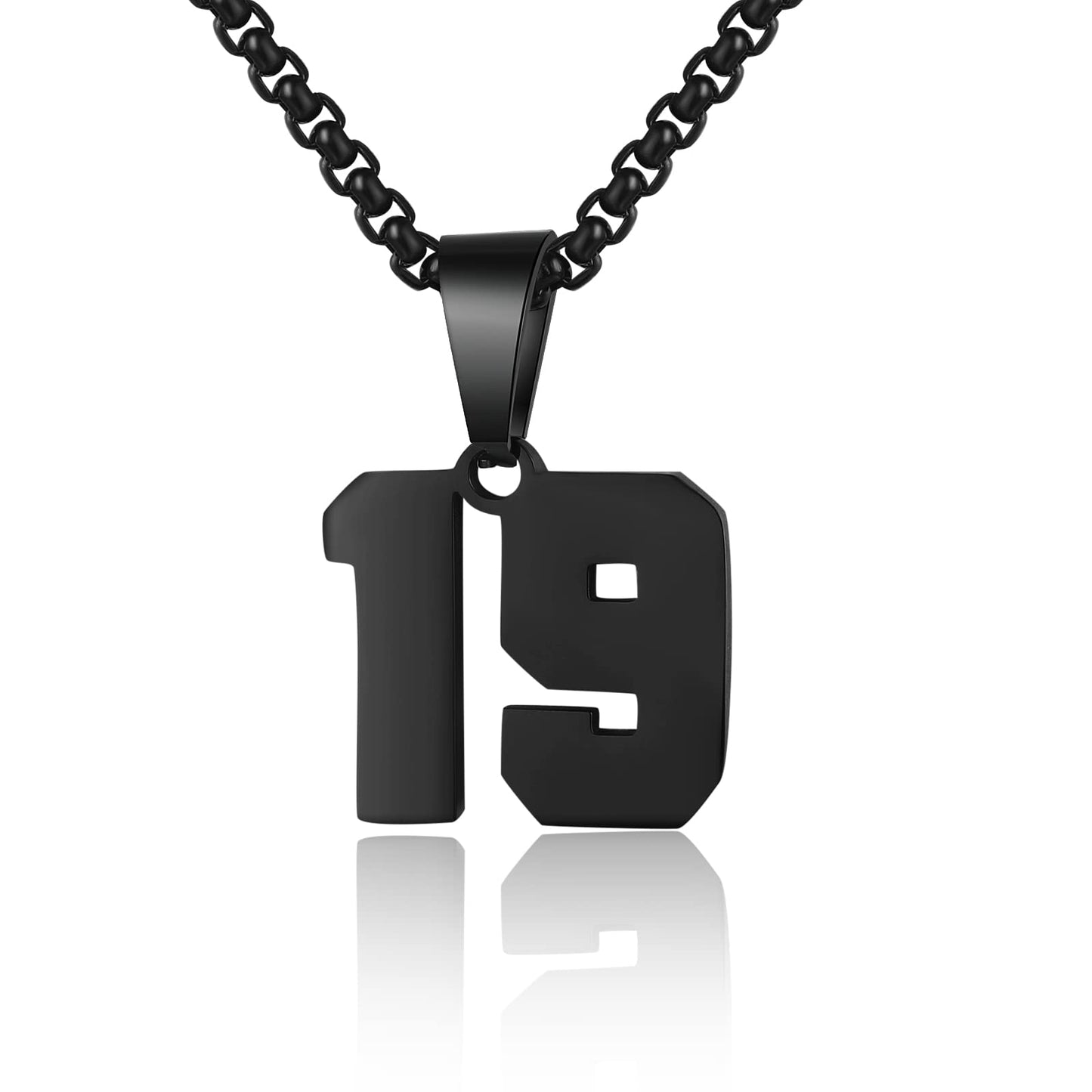 Number Necklaces Personalized Necklaces Black Initial Number Pendant Stainless Steel Chain Movement Necklaces for Men Women (19)