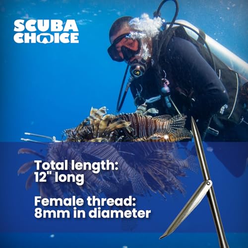 Scuba Choice 12" Stainless Steel Pole Spear Tip 8mm Female Single Barb Head – Durable Replacement Spearfishing Tip for Col...