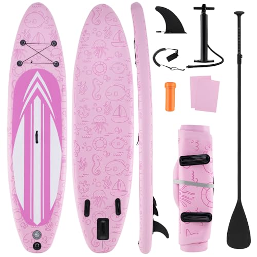 KOTEK 10FT/11FT Inflatable Paddle Board, SUP Paddleboard with Hand Pump, Safety Leash, Repair Kit, Carry Bag, Non-Slip EVA...
