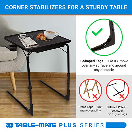 Table-Mate TV Tray Table | Portable Desk Folding Dinner Tray, Couch Table Trays for Eating Snack Food, Portable Laptop Des...