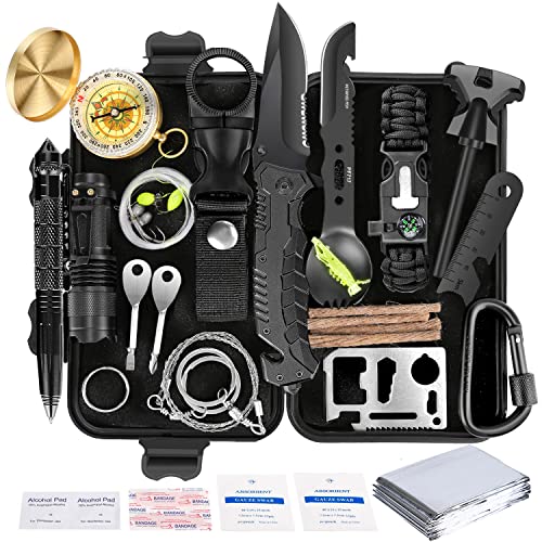 Angieast Survival Kit 35 in 1, First Aid Kit, Survival Gear, Survival Tool Gifts for Men Boyfriend Him Husband Christmas C...