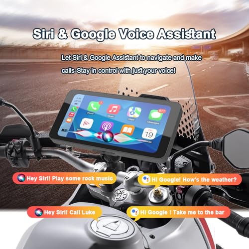 MITNOTY Motorcycle CarPlay & Android Auto, 6.5 Inch Wireless Carplay Screen with GPS Navigation, IP67 Waterproof Touchscre...