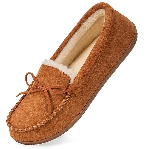 HomeTop Women's Moccasins House Slippers Memory Foam Indoor Outdoor Ladies Shoes