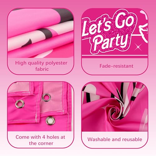 Birthday Decorations for Women,Happy Birthday Banner, 35 Balloons,Photo Booth Props for Girls (Hot Pink)