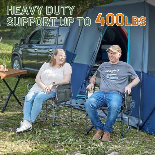 TIMBER RIDGE 2 Pack Aluminum Camping Directors Chair with Side Table Pocket, Portable Folding Heavy Duty Lawn Chair for Fi...