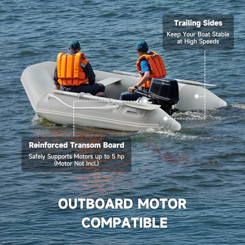CO-Z 7.5ft Heavy Duty Inflatable Boat with Aluminum Floor & Oars - 2 Person 660lb Capacity Dinghy for Fishing/Towing | Inc...