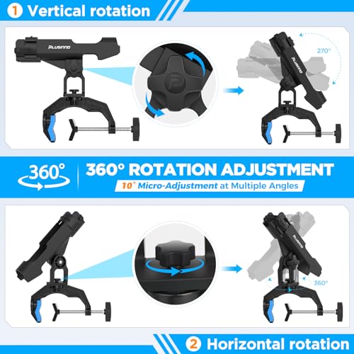 PLUSINNO 1/2/4 Pack Fishing Rod Holders for Boat, Fishing Rod Holder with Enlarge Clamp, Innovative Dual-V Shaped Design, ...