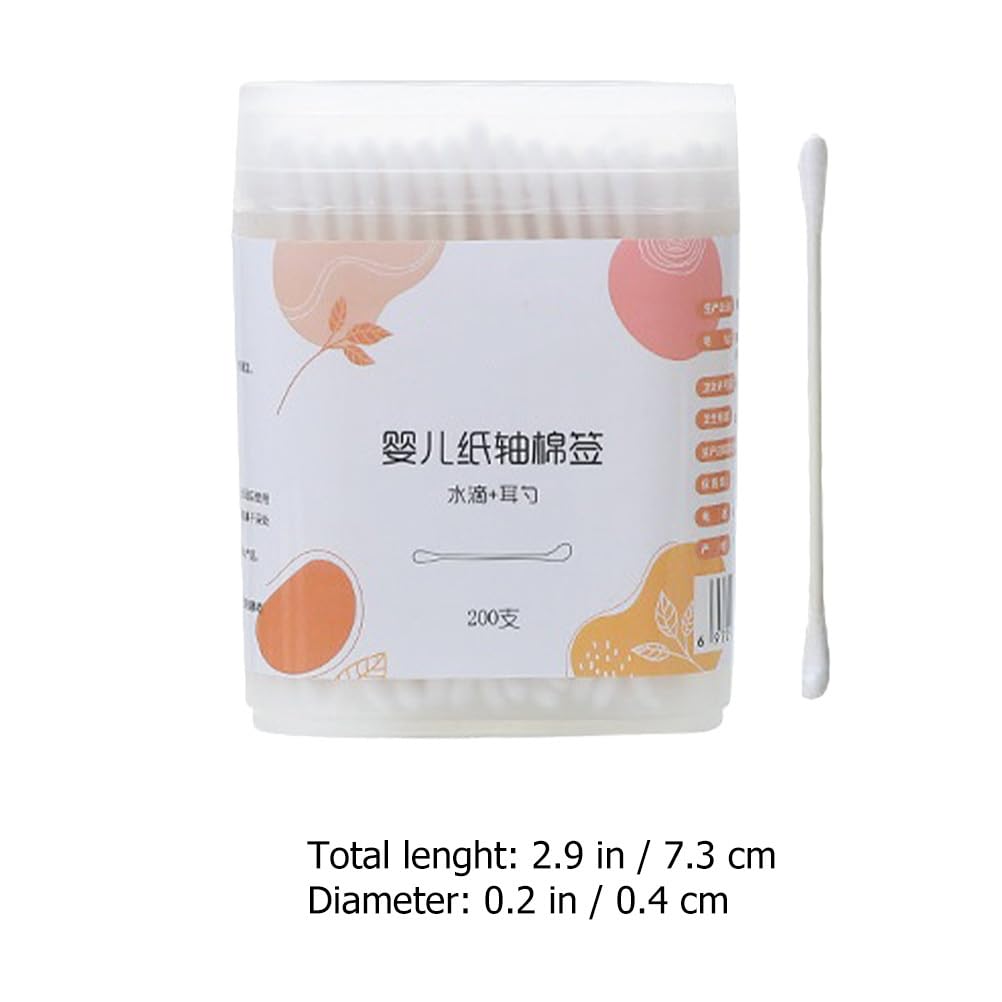 Toddmomy 200pcs Cotton Swabs: Dual-Tip Baby Ear Cleaner with Spoon Design for Babies and Kids, Ear Cleaning and Makeup Applicati