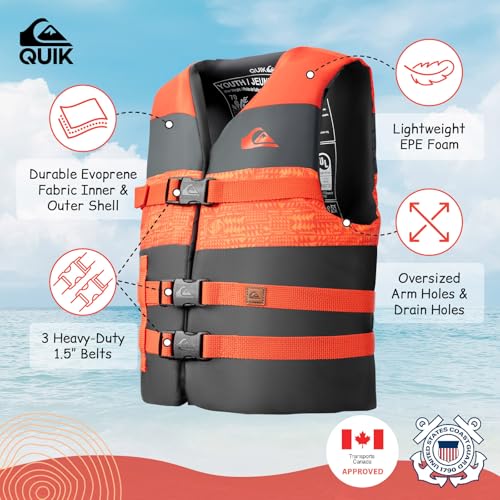 ROXY Kids Life Vest and Quiksilver Kids Life Vest, USCG Approved PFD, Light-Weight EPE Foam Life Jacket with Oversized Arm...