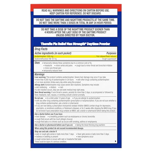 Theraflu Max Strength Daytime & Nighttime Flu Symptom Relief Honey Lemon Flavor Powder & Daytime Flu Symptom Relief Honey Lemon Powder, 6 Daytime + 6 Nighttime, & 6 Honey Lemon Flavor Powder Packets