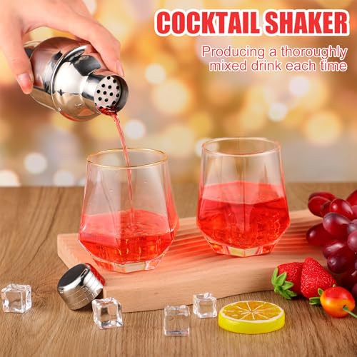 Nitial 9 Pcs Bar Cocktail Shaker Professional Stainless Steel Martini Drink Mixer Built-in Strainer for Bartending No Leak...