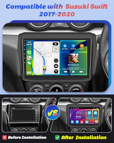 Hikity for Suzuki Swift 2017-2020 Android 15 Car Stereo, 2+64G 9 Inch Touchscreen Radio with Wireless Carplay, Android Aut...