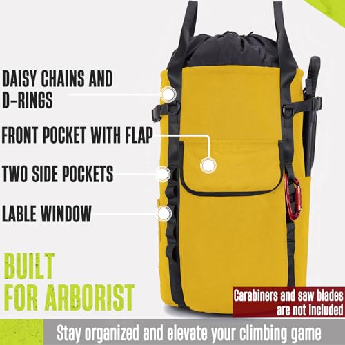 PAMLIAPY Arborist Rope Bag, 35L Tree Climbing Rope Bag, Arborist Equipment Bucket Backpack, Arborist Gear Carrier Bag with...