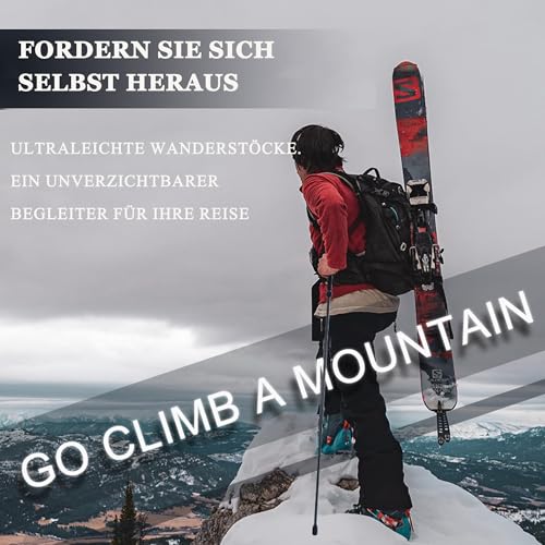 Ultralight Carbon Fibre Trekking Poles - 5-Section Adjustable Hiking Sticks with Anti-Shock Tips, Ergonomic Grips & Storag...