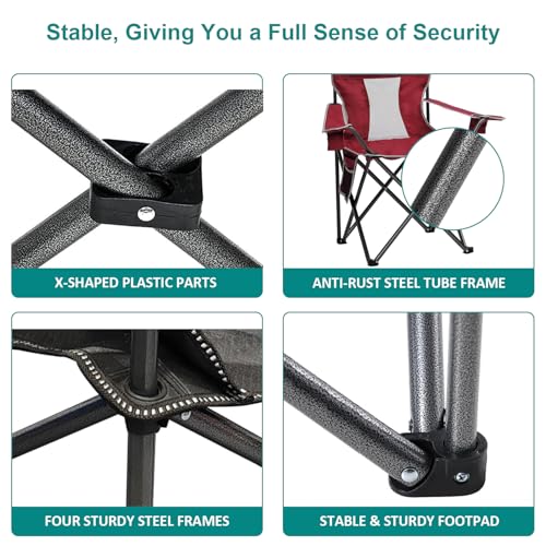 SAILARY Outdoor Folding Camping Chair with Cup Holder, Storage Bag, Large Anti-Sink Feet, 325lbs Capacity, Breathable Mesh...