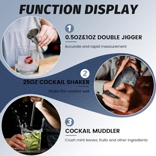Cocktail Shaker Set Bartender Kit: 13-Pcs Bar Tools Set with Bamboo Stand, Essential Bar Accessories for Home: 25oz Martin...