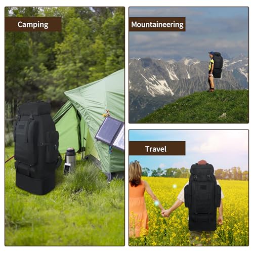 Vaupan 70L/100L Hiking Backpack with USB Charging Port, Expandable Large Military Tactical Backpack, Waterproof MOLLE Ruck...